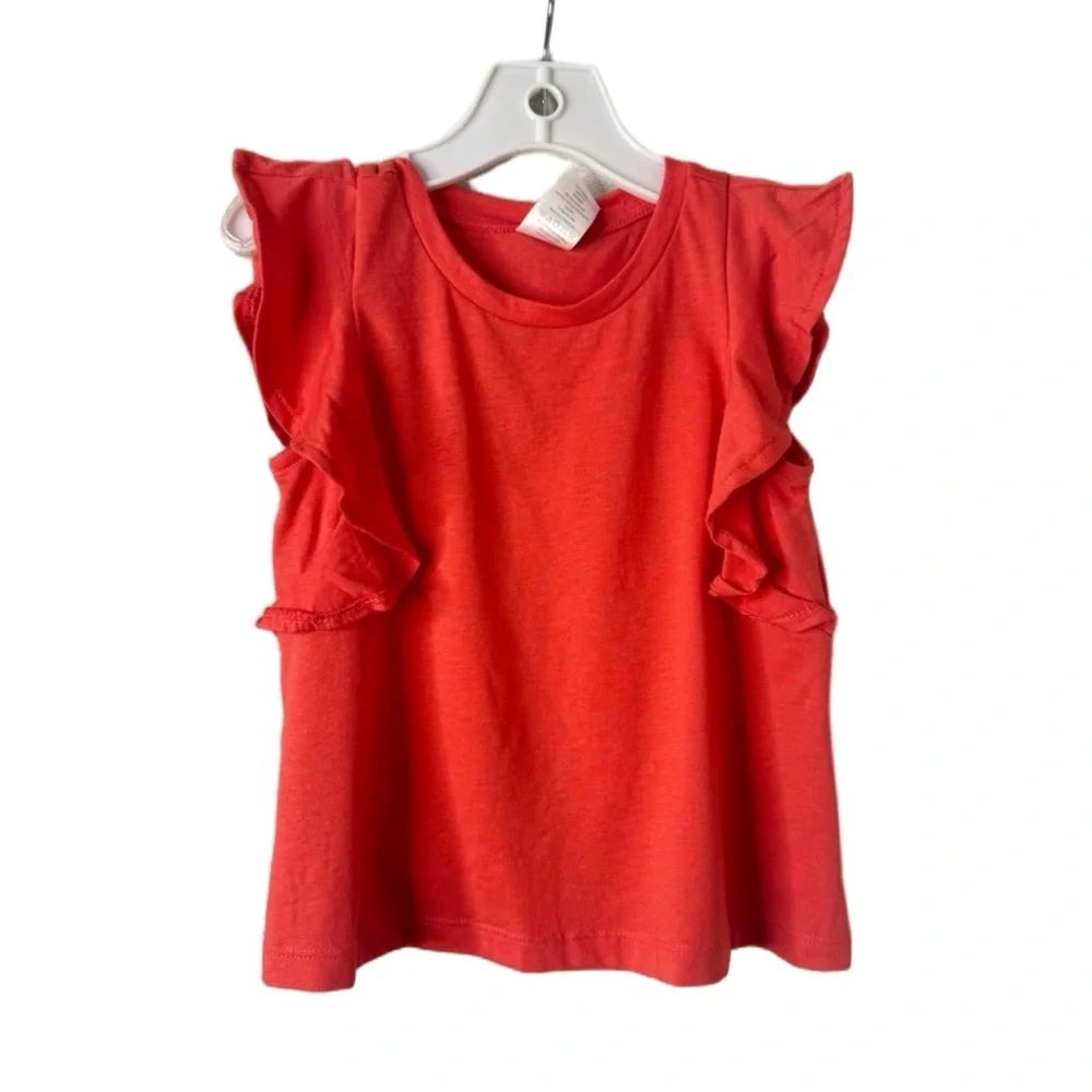 Gymboree Red/Orange Ruffle Sleeve Kids Top. NWT. Size XS. Red/ Orange Color